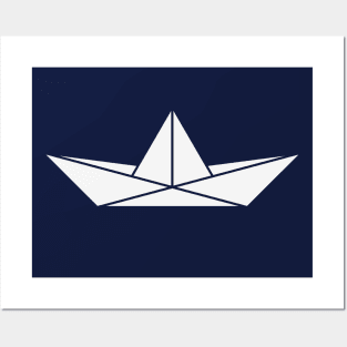 Paper Boat / Paper Ship / Icon (White) Posters and Art